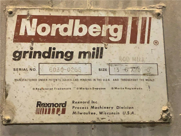 Nordberg 13'6" X 20' (4.1m X 6.1m) Rod Mill)